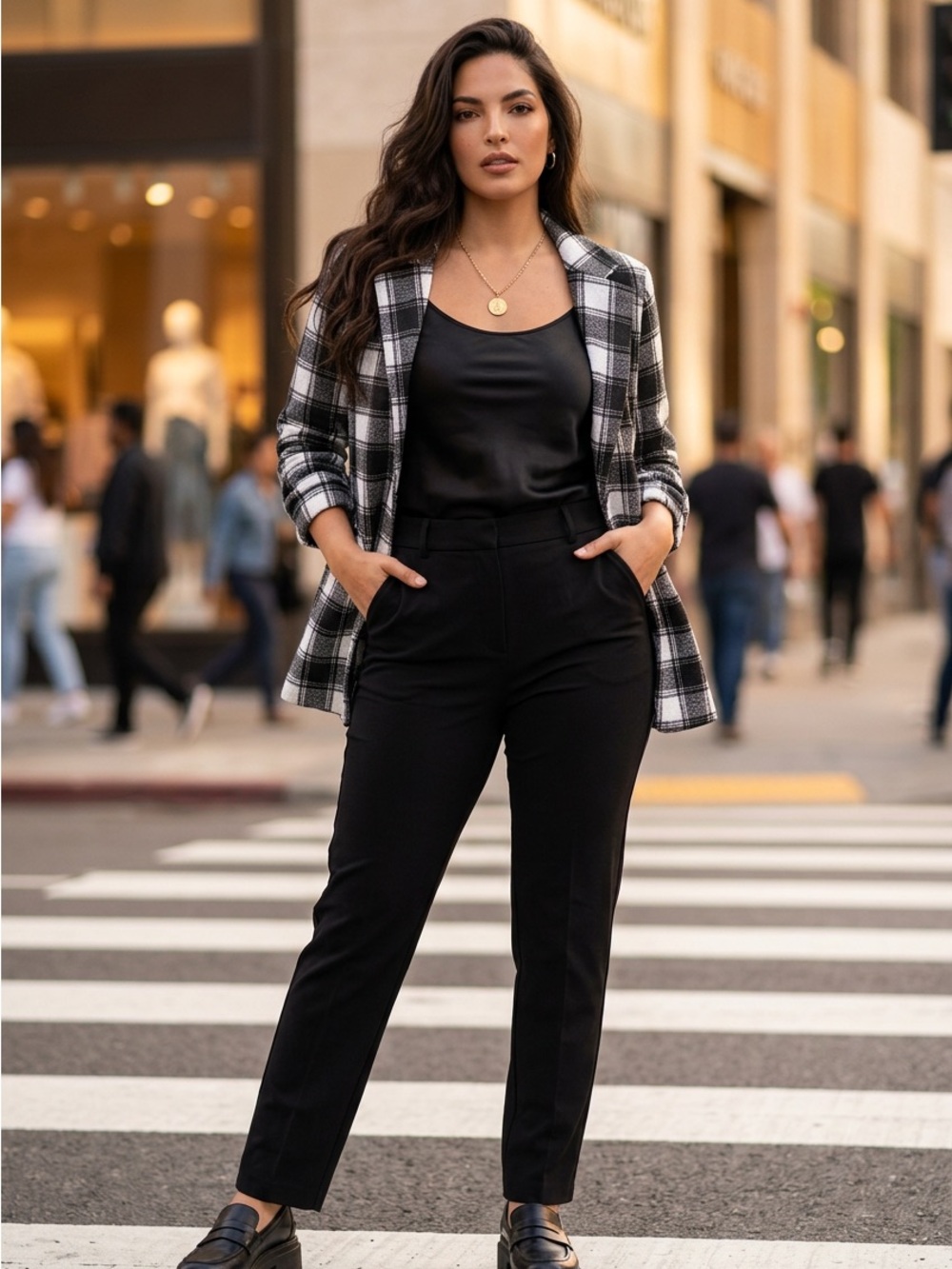 Philosophy Black & White Plaid Blazer